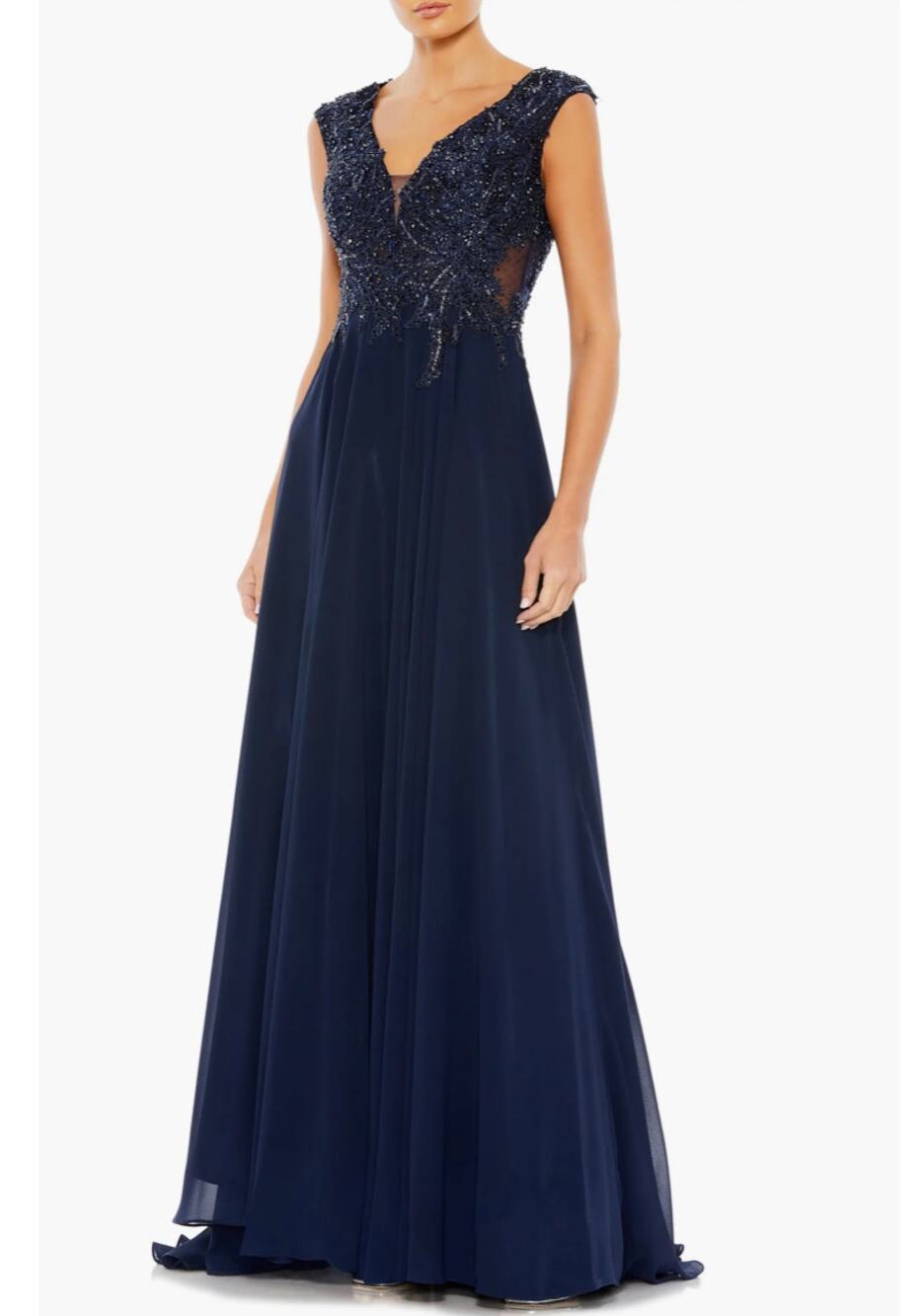 Mac Duggal 20264 Sequin Empire Waist Pleated Flowy Gown 14 Dress